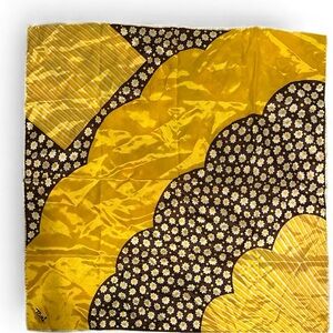 Vintage Yellow and Brown Floral Scarf